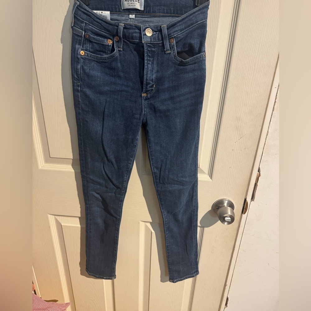 Agolde Sophie High Rise Medium Wash Skinny Jeans Stretch Denim Women's 24